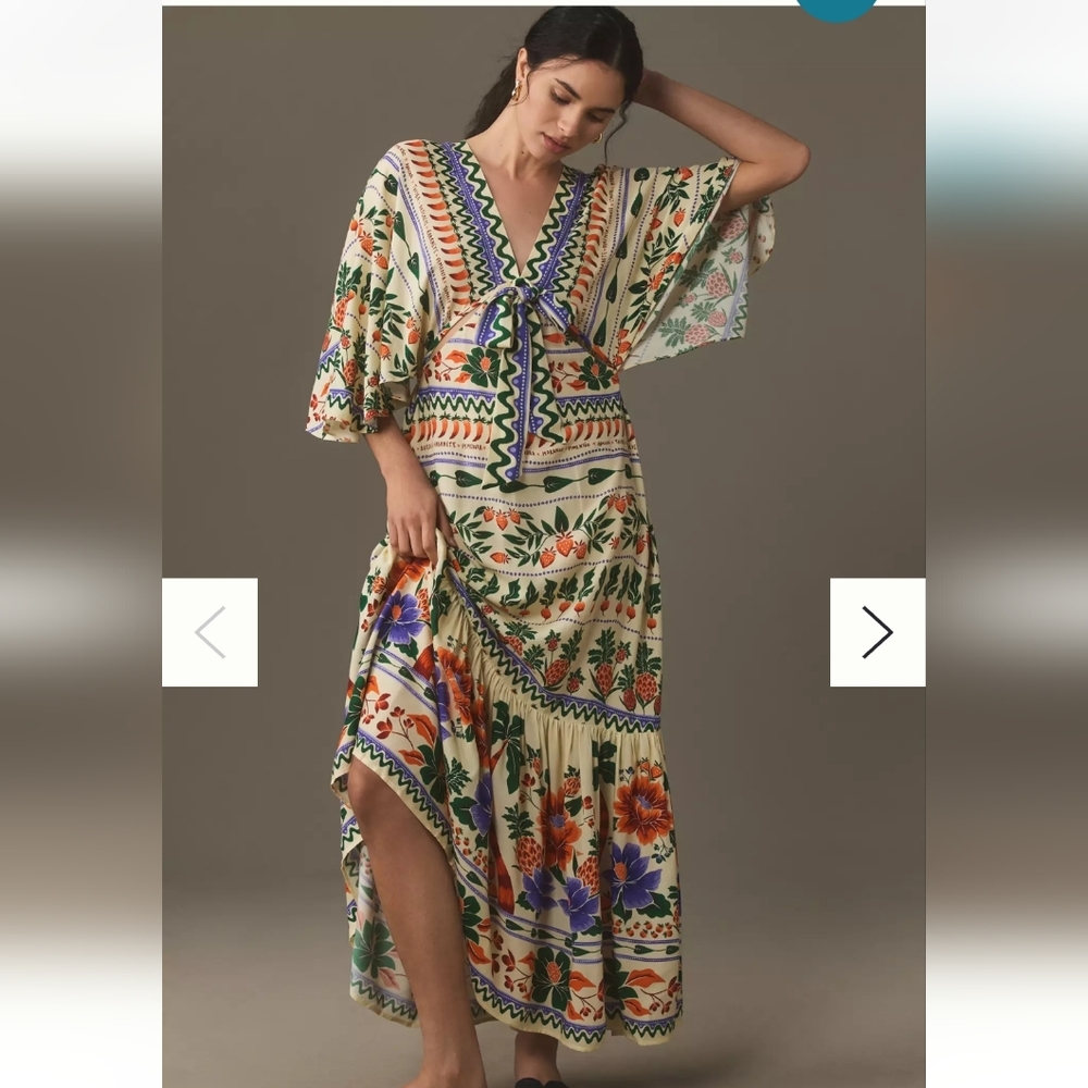 NWT FARM Rio Asymmetrical Floral Dress with V-Neck - Picture 1 of 13
